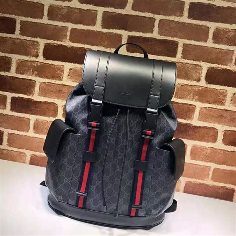 gucci backpack gg black|Gucci black canvas backpack.